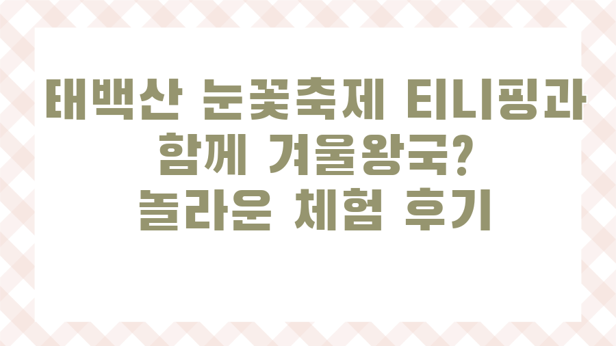 태백산 눈꽃축제 티니핑과 함께 겨울왕국? 놀라운 체험 후기